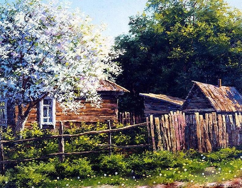 Log Cabin In Almond Trees Paint By Numbers.jpg
