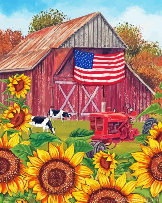 Barn And Sunflowers Paint By Numbers.jpg