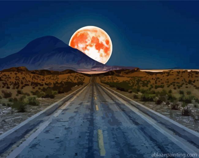 Full Moon Desert Road Paint By Numbers.jpg