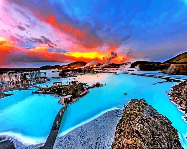 Blue Lagoon Iceland Sunset Paint By Numbers.jpg