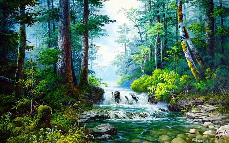 Small Waterfall Landscape Paint By Numbers.jpg