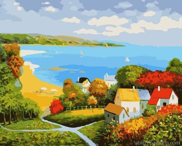 Seaside Village Landscape Paint By Numbers.jpg