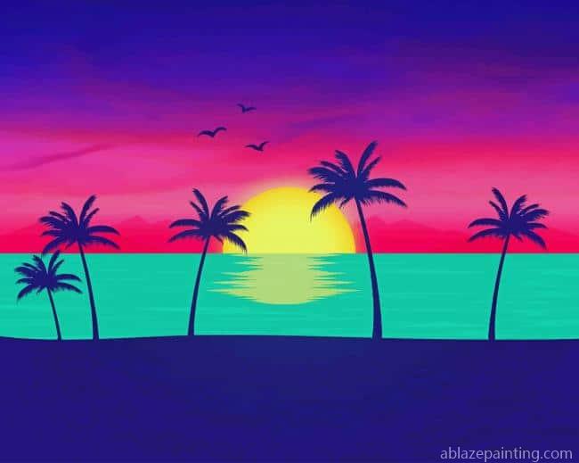 Palm Trees Sunset New Paint By Numbers.jpg