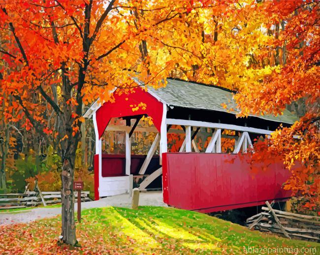 Covered Bridge In Autumn Paint By Numbers.jpg