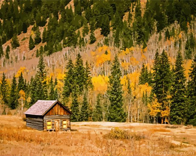 Wooden Cabin In Fall Paint By Numbers.jpg