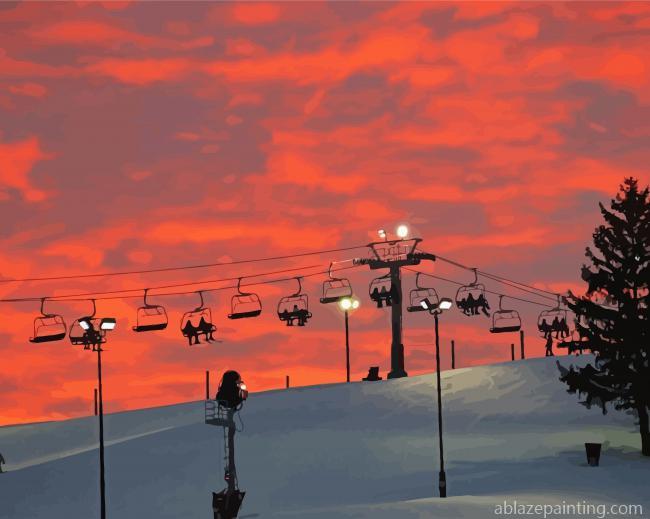 Ski Resorts At Sunset Paint By Numbers.jpg