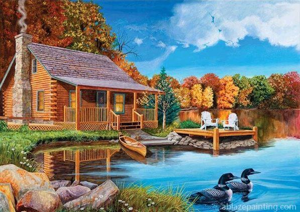 Cottage By The Lake Landscape Paint By Numbers.jpg