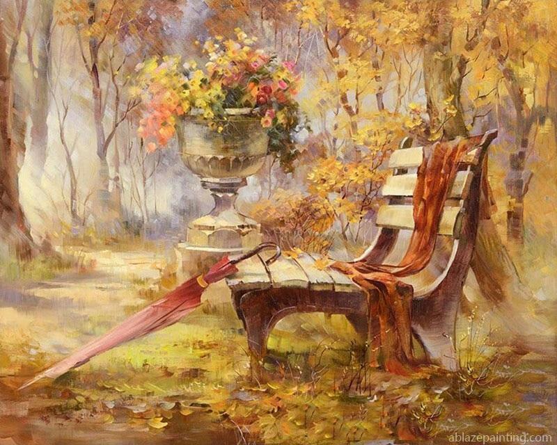 Autumn Garden And Bench Landscape Paint By Numbers.jpg