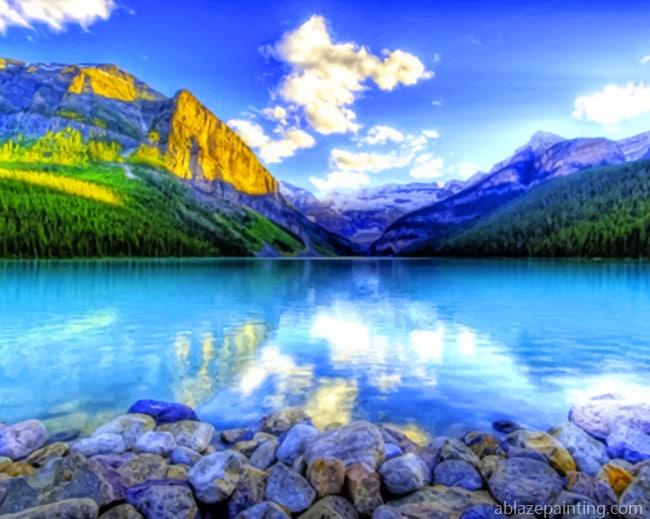 Blue Lake Landscape Nature Paint By Numbers.jpg