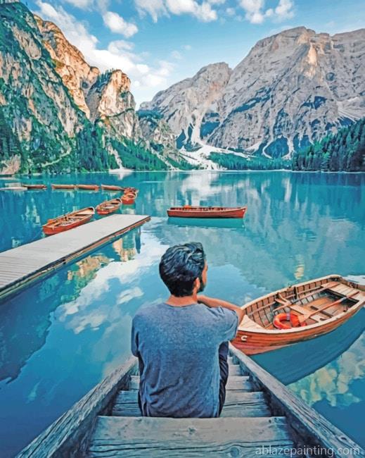Man Sitting Near To Lake Travels Paint By Numbers.jpg
