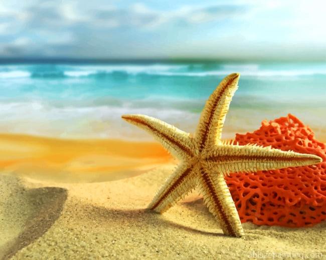 Starfish On The Beach Seascape Paint By Numbers.jpg
