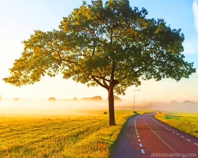 Tree In Empty Road Nature Paint By Numbers.jpg