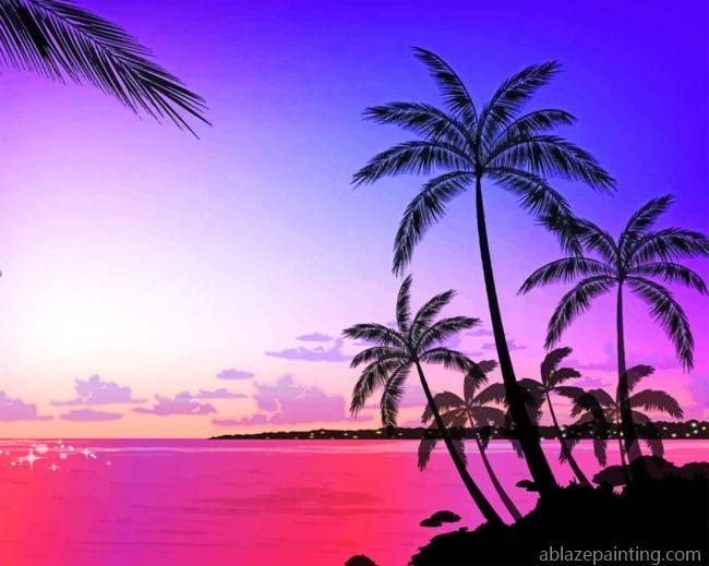 Sunset With Palm Trees Landscapes Paint By Numbers.jpg