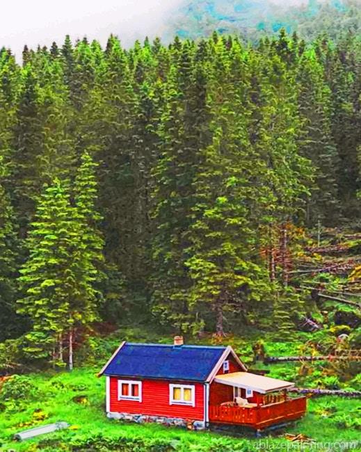 Forest Cabin Near River Landscapes Paint By Numbers.jpg