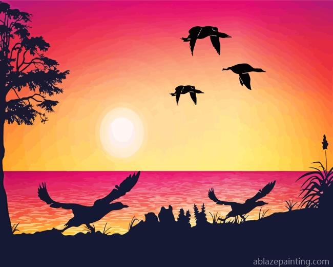 Loon Silhouette Sunset Paint By Numbers.jpg