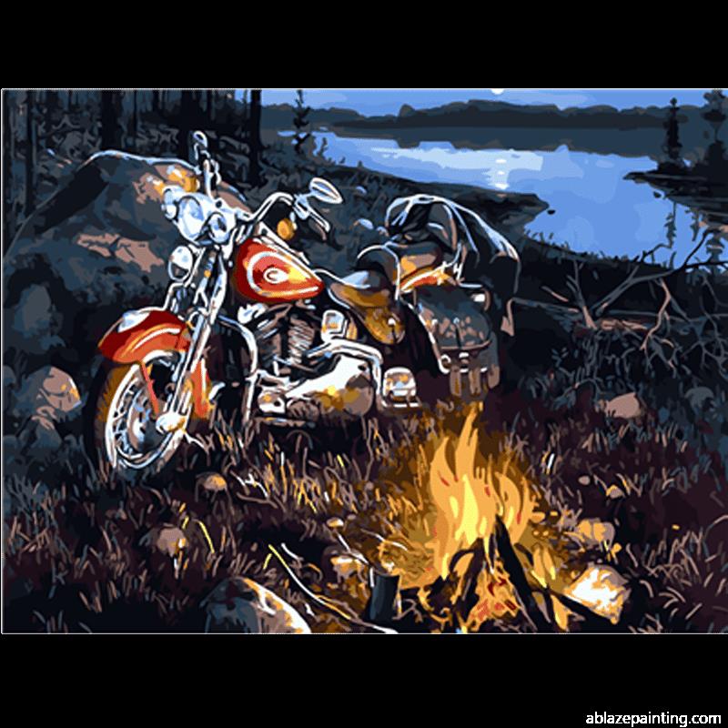 Motorcycle In Forest Landscape Paint By Numbers.jpg