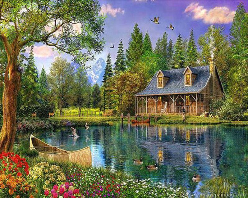 Cabin On The Lake Landscape Paint By Numbers.jpg