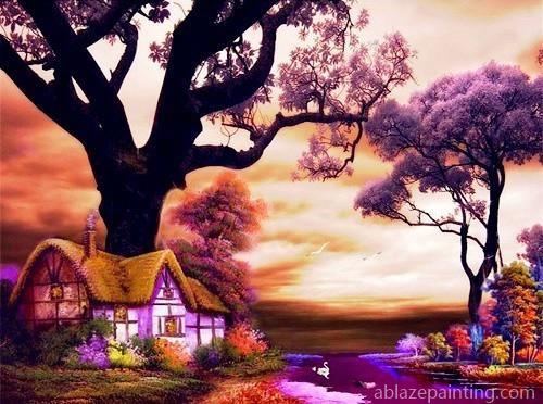 House On Purple Country Landscape Paint By Numbers.jpg
