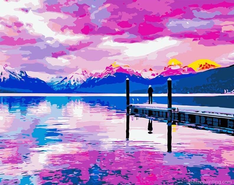 Rosy Clouds Lake Landscape Paint By Numbers.jpg