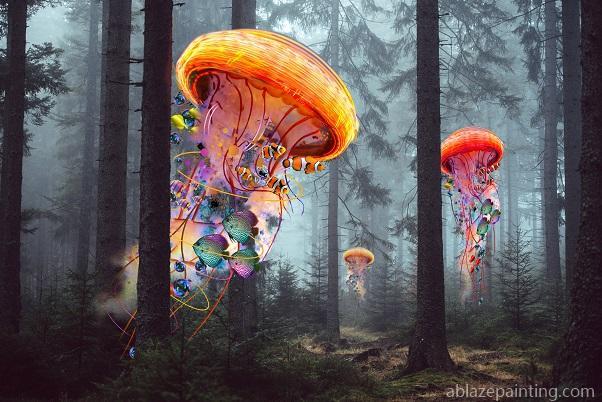 Jellyfish In Forest Landscape Paint By Numbers.jpg