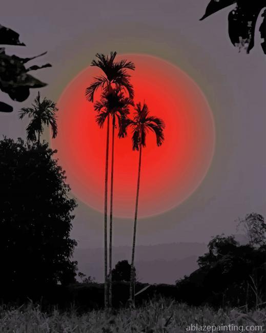 Red Moon And Palm Trees New Paint By Numbers.jpg