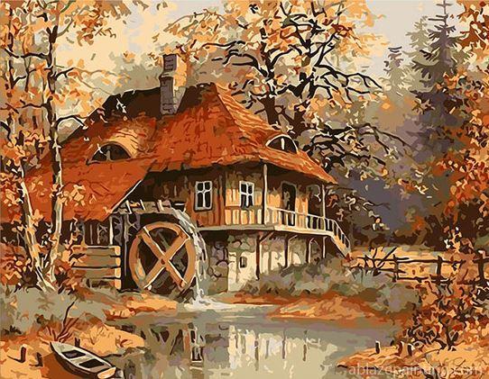 House In Autumn Forest Landscape Paint By Numbers.jpg