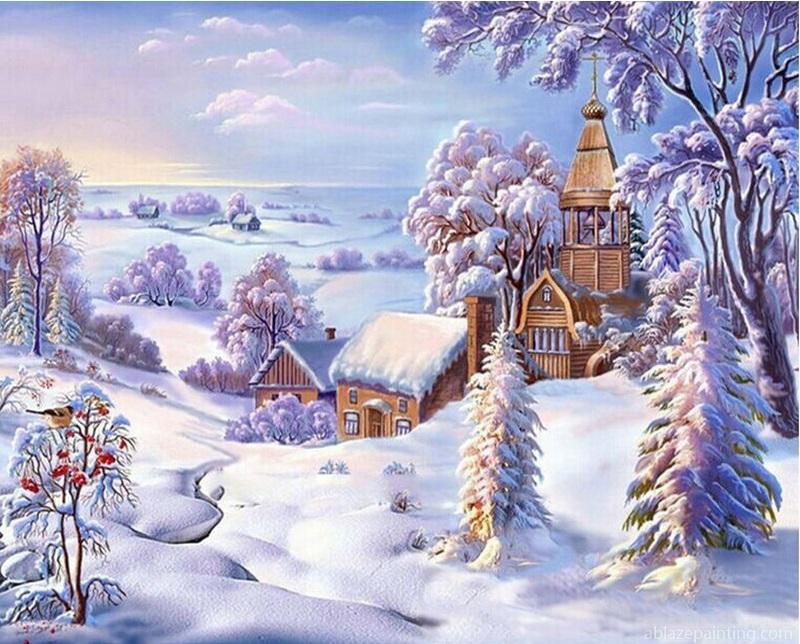Snow Village Landscape Paint By Numbers.jpg