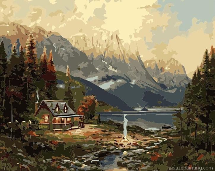 Houses In The Forest Landscape Paint By Numbers.jpg