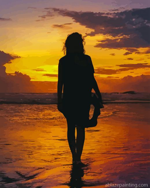 Female Silhouette In The Beach New Paint By Numbers.jpg