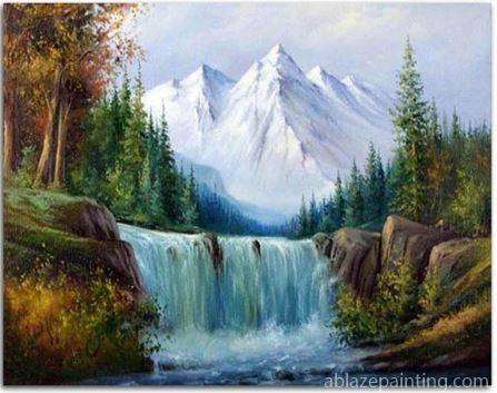 Snow Mountain Waterfall Landscape Paint By Numbers.jpg