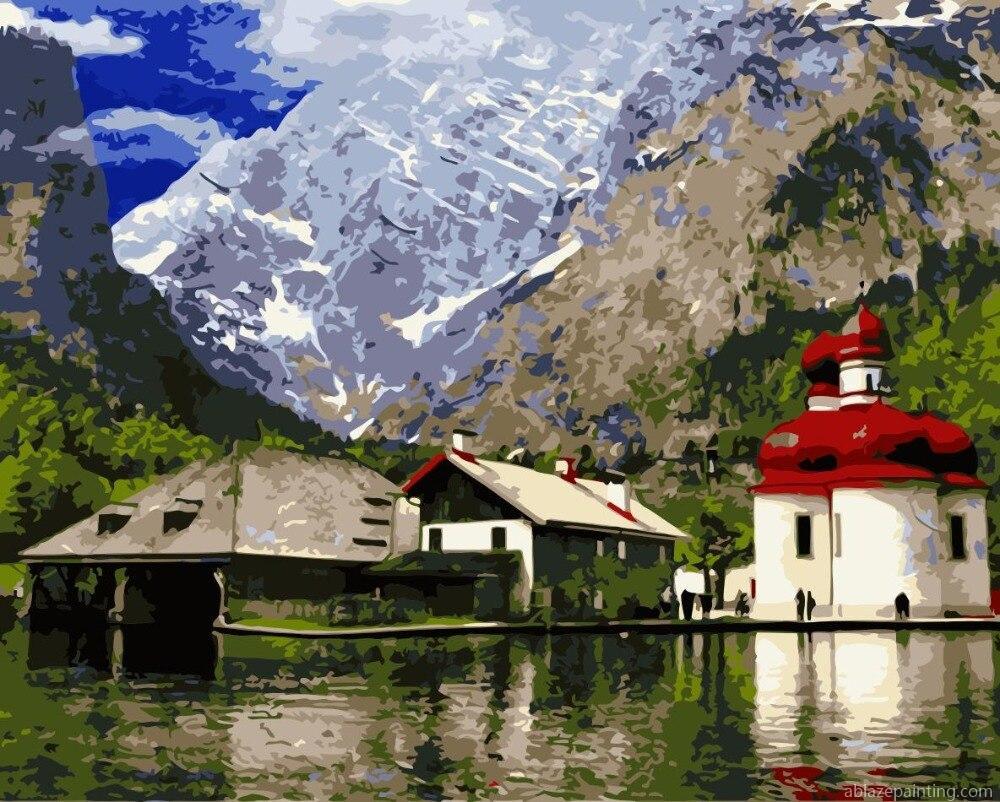 Mountain Lake Red Castle Landscape Paint By Numbers.jpg