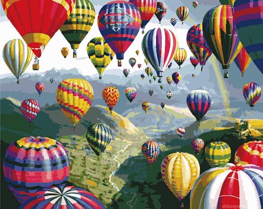 Air Balloon Above Mountains Landscape Paint By Numbers.jpg