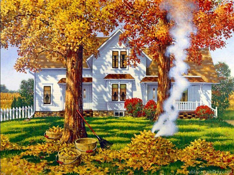 Autumn Leaves In Garden Landscape Paint By Numbers.jpg