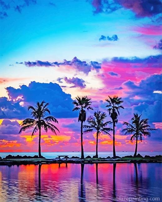 Beautiful Sunset View Palms New Paint By Numbers.jpg