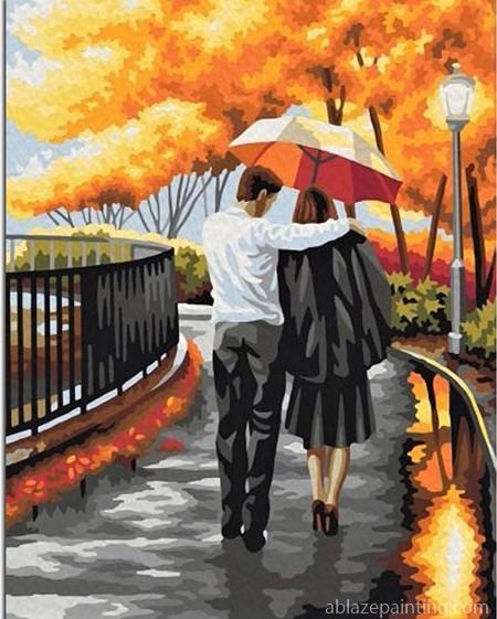 Couple Walking With Umbrella Romance And Love Paint By Numbers.jpg