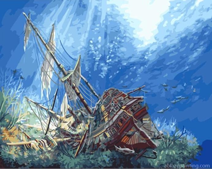 Shipwrecks In The Ocean Seascape Paint By Numbers.jpg