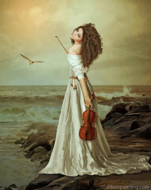 Vintage Violinist On The Beach New Paint By Numbers.jpg