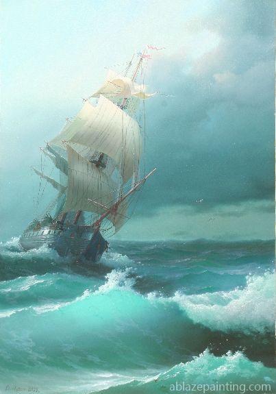 Ship Sailing In Storm Seascape Paint By Numbers.jpg