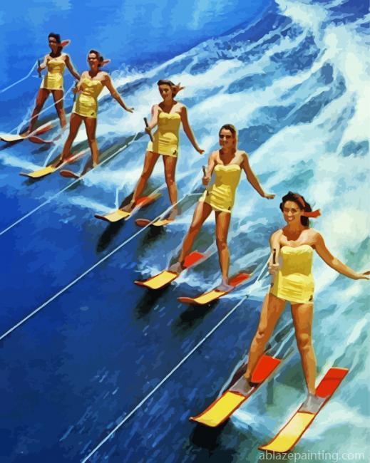 Water Ski Vintage Girls Paint By Numbers.jpg