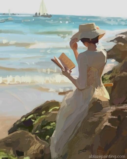 Lady Reading A Book In The Beach New Paint By Numbers.jpg