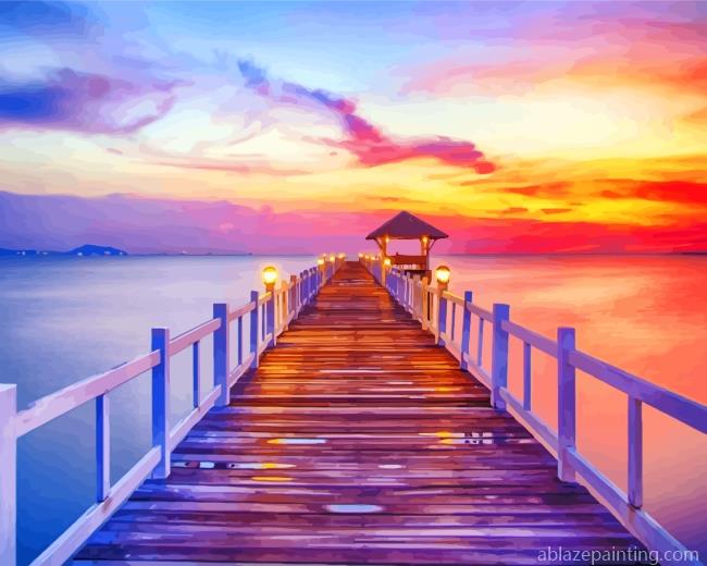 Beach Pier At Sunset Paint By Numbers.jpg