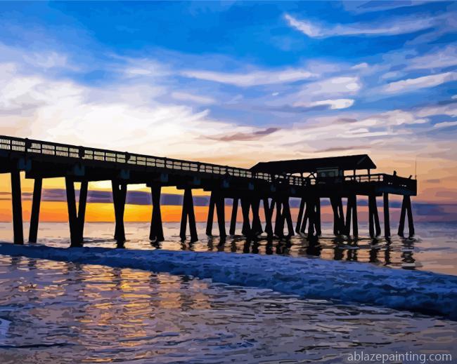 Tybee Beach Pier At Sunset Paint By Numbers.jpg