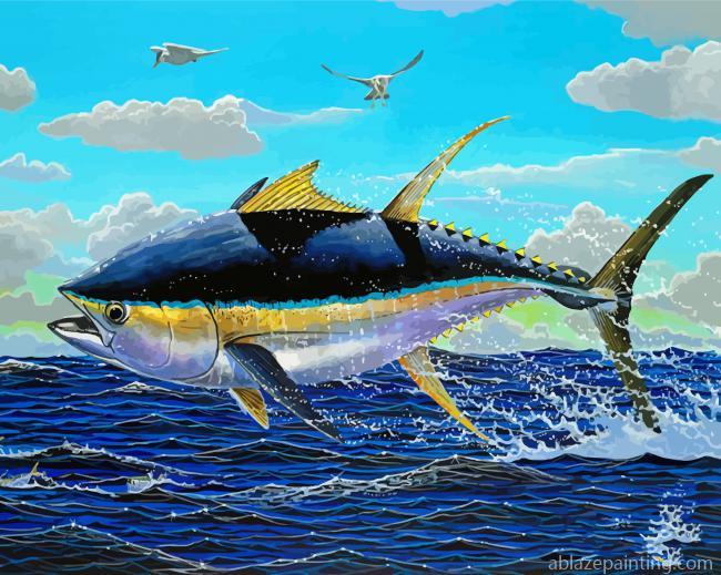 Yellowfin Tuna Jumping Out Of The Ocean Paint By Numbers.jpg