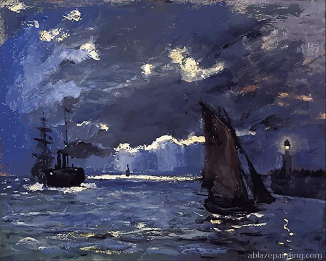 A Seascape Shipping By Moonlight New Paint By Numbers.jpg
