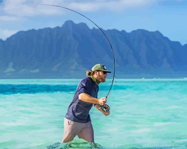Man Fishing In Hawaii Paint By Numbers.jpg