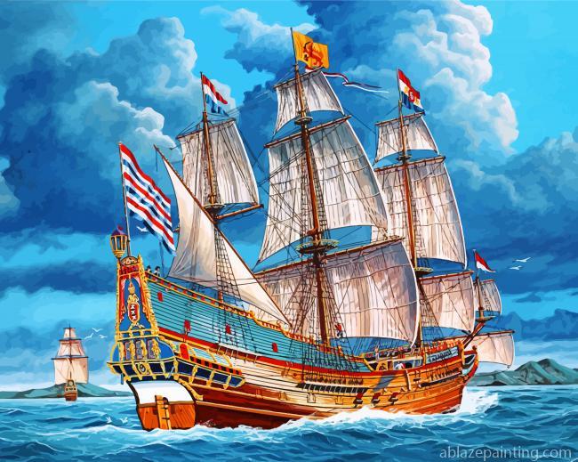 Sail Ship In Sea Paint By Numbers.jpg