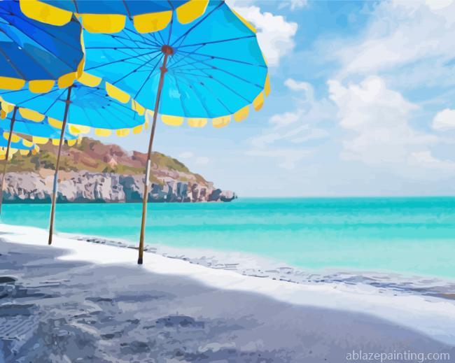 Beach With Umbrellas In Summer Paint By Numbers.jpg