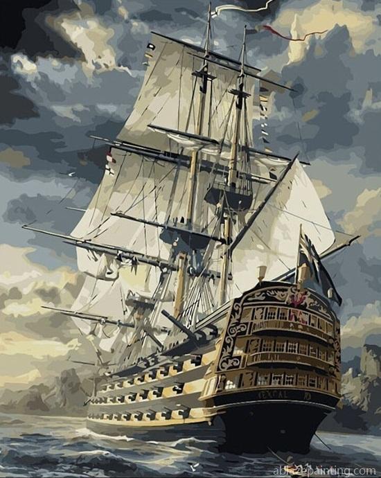 Warship In Sea Paint By Numbers.jpg