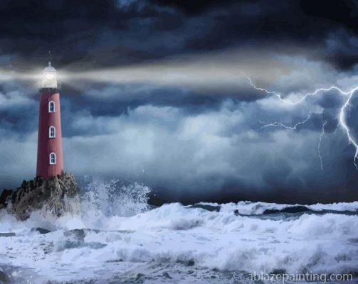 Lighthouse During The Storm Paint By Numbers.jpg