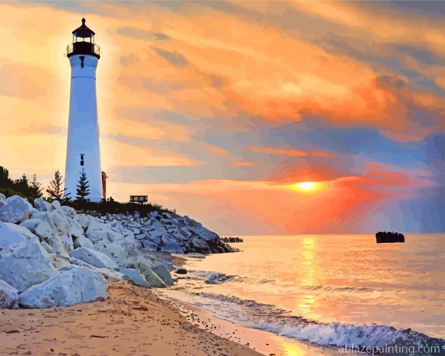 Crisp Point Lighthouse Sunset Paint By Numbers.jpg